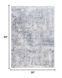 2? x 7? Gray Distressed Marble Runner Rug