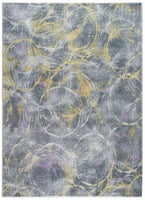 5? x 8? Gray Gold Abstract Rings Area Rug