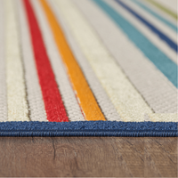 2? x 4? Navy Colorful Striped Indoor Outdoor Area Rug