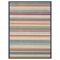 2? x 4? Navy Colorful Striped Indoor Outdoor Area Rug