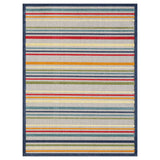 2? x 4? Navy Colorful Striped Indoor Outdoor Area Rug