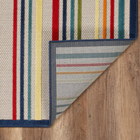 2? x 4? Navy Colorful Striped Indoor Outdoor Area Rug