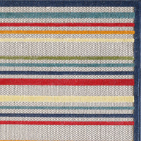 2? x 4? Navy Colorful Striped Indoor Outdoor Area Rug