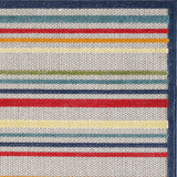 5? x 7? Navy Colorful Striped Indoor Outdoor Area Rug