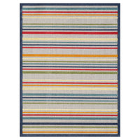7? x 9? Navy Colorful Striped Indoor Outdoor Area Rug