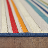 8? Round Navy Colorful Striped Indoor Outdoor Area Rug