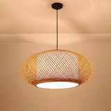 Natural Bamboo Rattan Oval Open Weave Hanging Ceiling Light