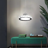 Silver Modern Faux Crystal Compact Ring LED Pendant Lamp