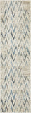 2? x 8? Beige Blue Distressed Chevron Runner Rug