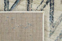 2? x 8? Beige Blue Distressed Chevron Runner Rug