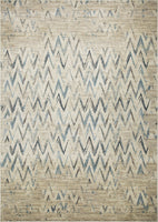 3? x 5? Beige Blue Distressed Chevron Area Rug