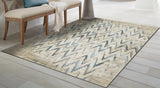 3? x 5? Beige Blue Distressed Chevron Area Rug