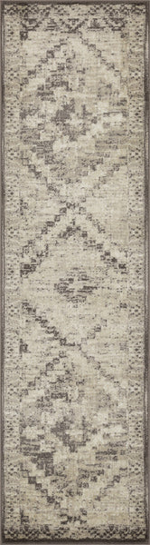 2? x 8? Gray Beige Distressed Diamond Runner Rug