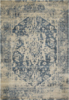 2? x 8? Beige Blue Distressed Medallion Runner Rug