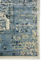 2? x 8? Blue Ivory Distressed Oriental Runner Rug