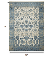 5? x 8? Blue Ivory Distressed Oriental Area Rug