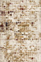 3? x 5? Brown Beige Abstract Tiles Distressed Area Rug