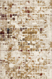 5? x 8? Brown Beige Abstract Tiles Distressed Area Rug