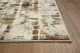8? x 11? Brown Beige Abstract Tiles Distressed Area Rug