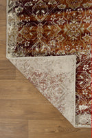 5' x 8' Rust Ivory Distressed Diamonds Area Rug