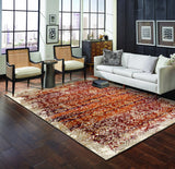 5' x 8' Rust Ivory Distressed Diamonds Area Rug