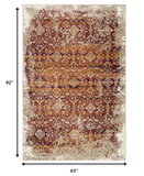 5' x 8' Rust Ivory Distressed Diamonds Area Rug