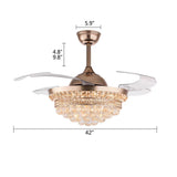 Gold Glam Faux Crystal Chandelier With Covnertible Ceiling Fan
