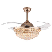 Gold Glam Faux Crystal Chandelier With Covnertible Ceiling Fan