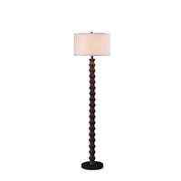 61" Dark Cherry Black Faux Wood Bubble Floor Lamp With White Drum Shade