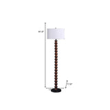 61" Dark Cherry Black Faux Wood Bubble Floor Lamp With White Drum Shade