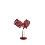 17? Red Laser Cut Floral Metal Two Light Table Lamp