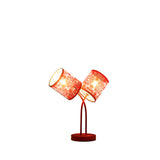 17? Red Laser Cut Floral Metal Two Light Table Lamp