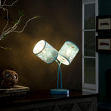 17? Blue Laser Cut Floral Metal Two Light Table Lamp