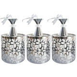 Silver Three Light Pendant Chandelier With Petal Detailing