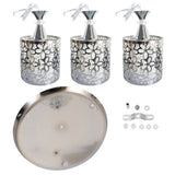 Silver Three Light Pendant Chandelier With Petal Detailing