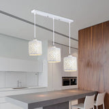 Silver Three Light Ceiling Lamp With Abstract Square Details