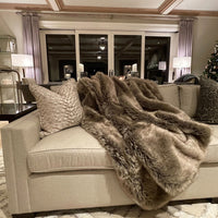 50" x 60" Royal Dark Gray Long Hair Faux Fur Throw