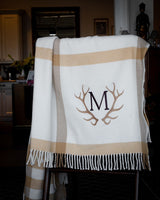 Plush Multi Beige Plaid Throw Blanket with Tassels