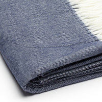 Navy Blue Soft Acrylic Herringbone Throw Blanket