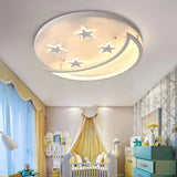 White Contemporary Acrylic Moon And Stars Ceiling Lamp