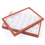 Elegant 24 Grid Wooden Jewelry Organizer Box