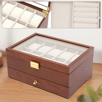 Brown Classy Wooden Jewelry Box With 2 Layers