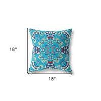 18" X 18" Blue Zippered Suede Geometric Throw Pillow