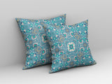 16" X 16" Light Blue Zippered Suede Geometric Throw Pillow