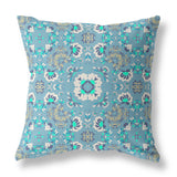 18" X 18" Light Blue Zippered Suede Geometric Throw Pillow