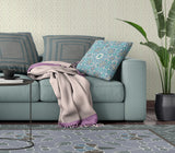 18" X 18" Light Blue Zippered Suede Geometric Throw Pillow