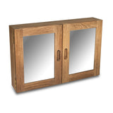 Traditional Solid Teak Double Door Mirrored Medicine Cabinet