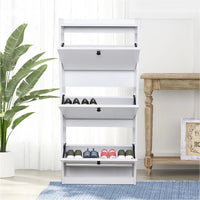 Modern White Vertical Shoe Organizer Cabinet