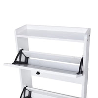Modern White Vertical Shoe Organizer Cabinet