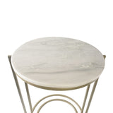 Set of Two White Marble and Gold Geo Circle Nesting End Tables